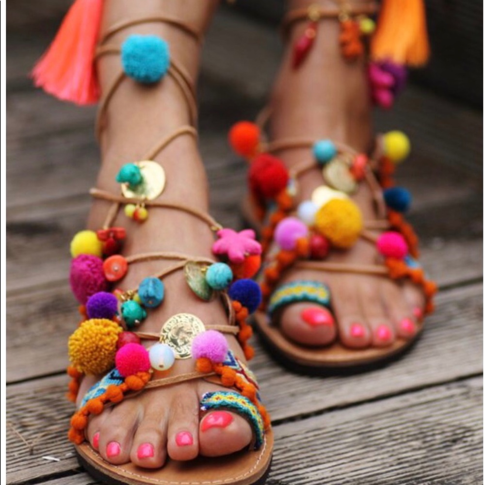 Elina Linardaki gladiator tie up sandals